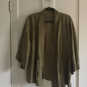 & Other Stories Olive Open-Front Kimono Jacket